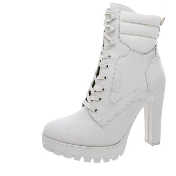 Guess Shoes - Guess Women's Talore Faux Leather Heeled Ivory Boot, Size 10M